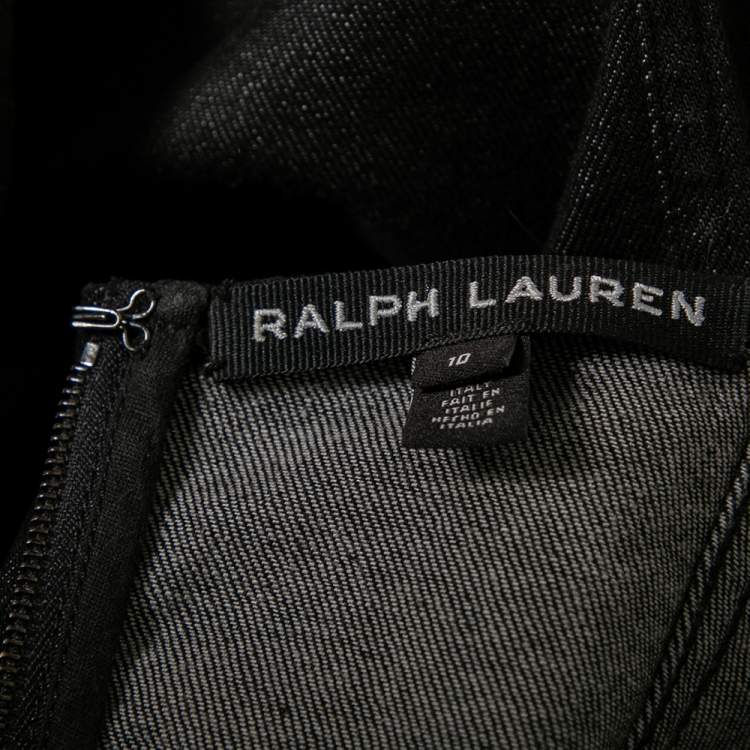مملوكة مسبقًا Ralph Lauren Black Denim Halter Neck Dress L