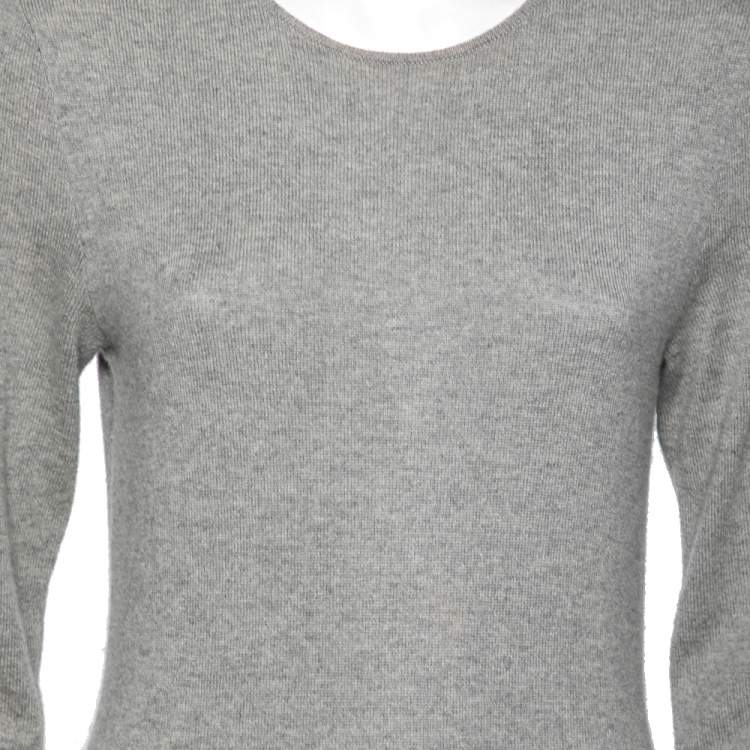 Pre Owned Ralph Lauren Grey Cashmere Long Sleeve Maxi Dress L