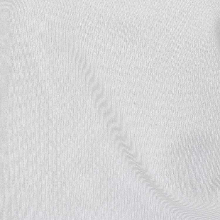 Pre Owned Ralph Lauren White Cotton Knit Patterned Sleeve Boat Neck T-Shirt XL