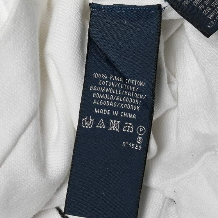 Pre Owned Ralph Lauren White Cotton Knit Patterned Sleeve Boat Neck T-Shirt XL