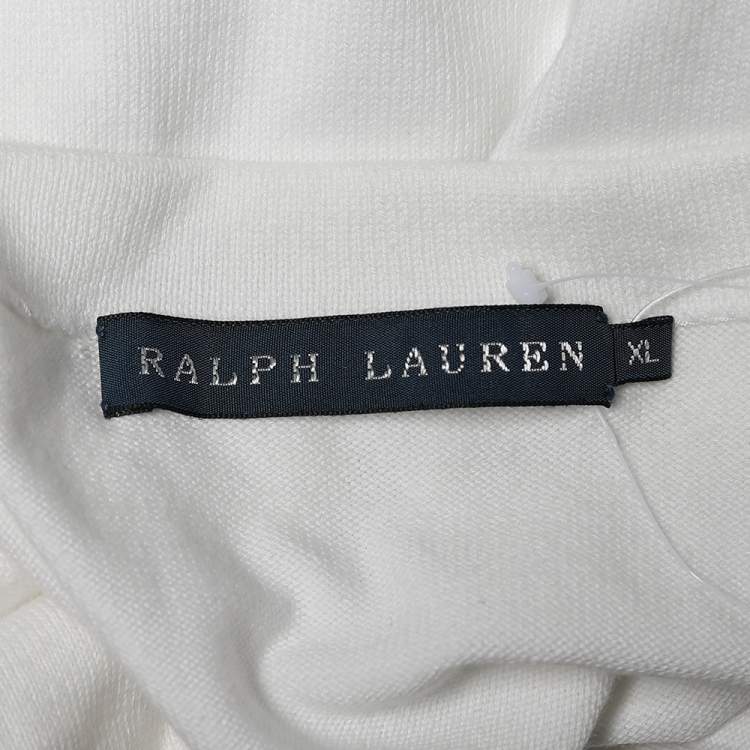 Pre Owned Ralph Lauren White Cotton Knit Patterned Sleeve Boat Neck T-Shirt XL