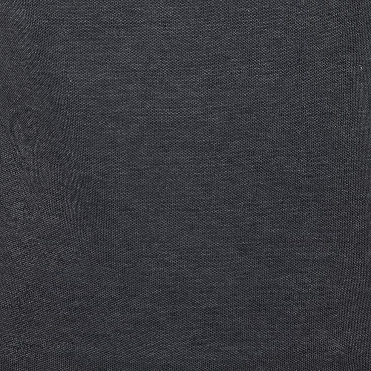 Pre Owned Ralph Lauren Charcoal Grey Logo Embroidered Long Sleeve Polo T-Shirt M
