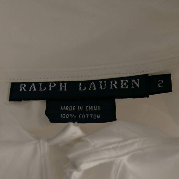 مملوكة مسبقًا Ralph Lauren White Cotton Neck Tie Detail Button Front Shirt S