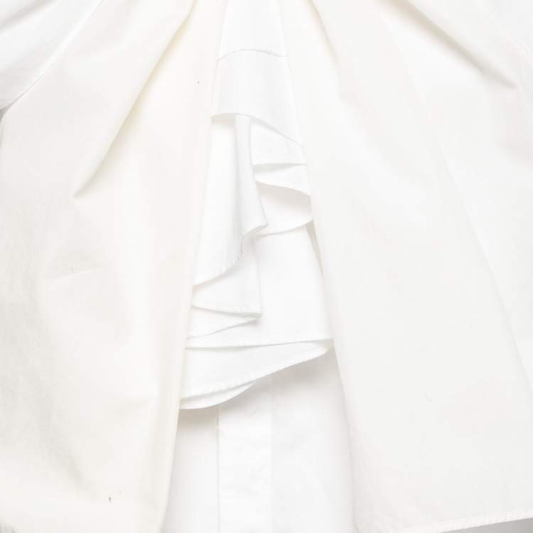 مملوكة مسبقًا Ralph Lauren White Cotton Neck Tie Detail Button Front Shirt S