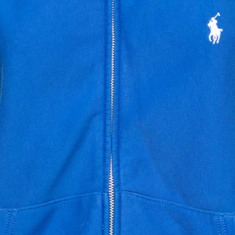 Pre Owned Polo Ralph Lauren Blue Cotton Hooded Zip Front Jacket M