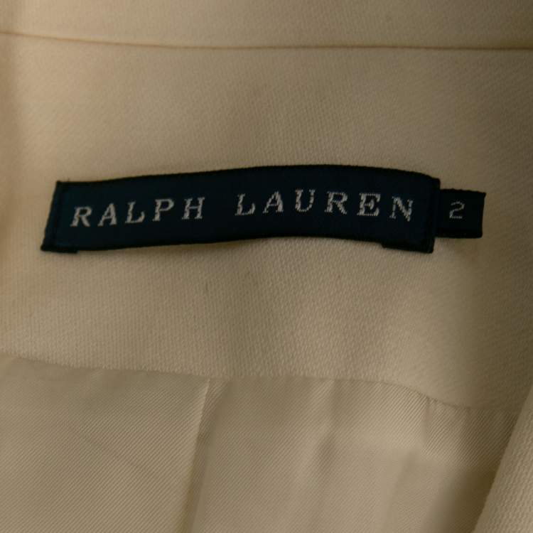 Pre Owned Ralph Lauren Cream Wool & Cotton Double Breasted Blazer S