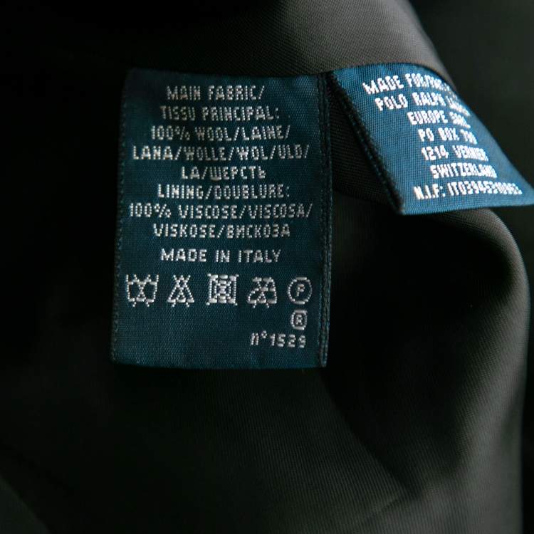 Pre Owned Ralph Lauren Black Wool & Velvet Trimmed Military Blazer M