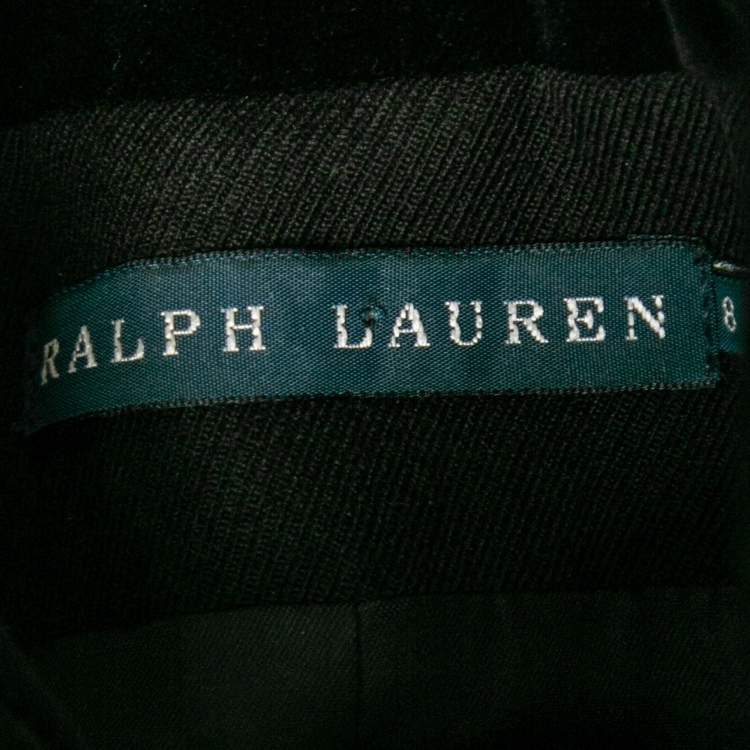 Pre Owned Ralph Lauren Black Wool & Velvet Trimmed Military Blazer M