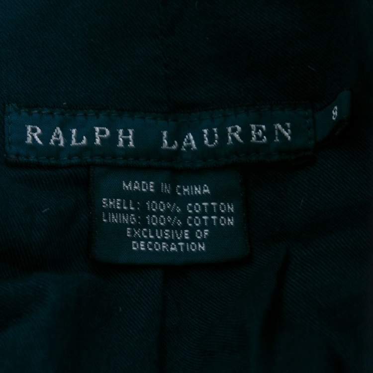 Pre Owned Ralph Lauren Navy Blue Cotton Logo Patch Crest Blazer M 