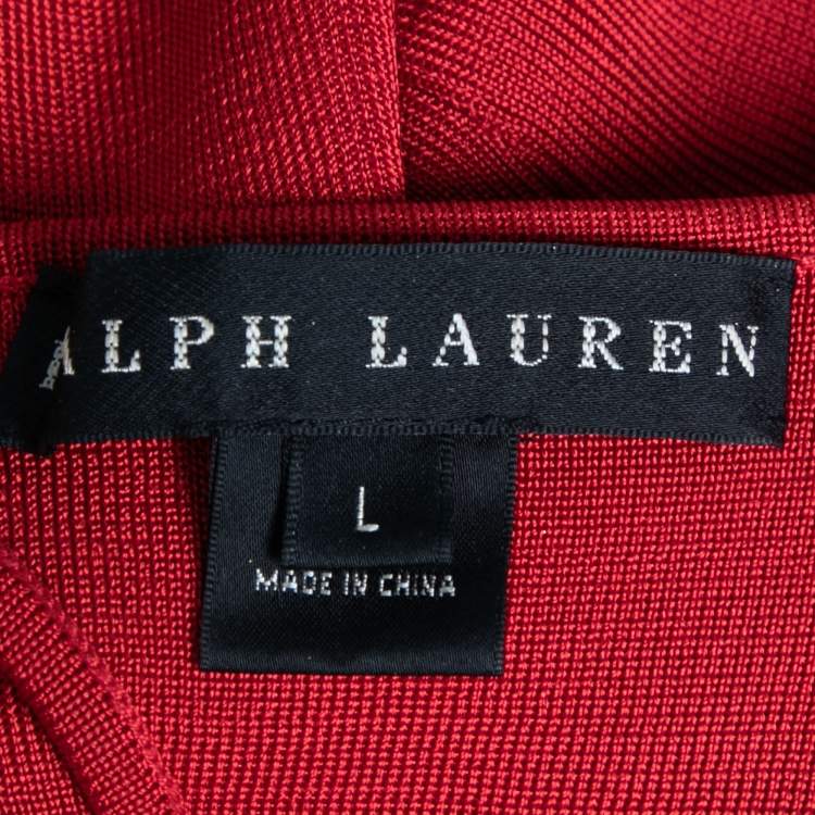 Pre Owned Ralph Lauren Red Bandage Sleeveless Dress L