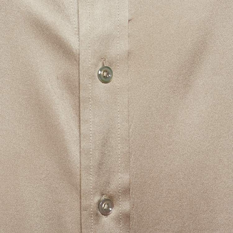 مملوكة مسبقًا Ralph Lauren Champagne Silk Button Front Shirt L