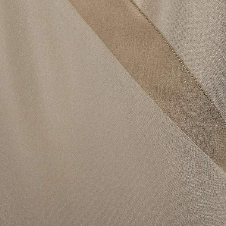 Pre Owned Ralph Lauren Beige Silk Sheer Yoke Wrap Top M