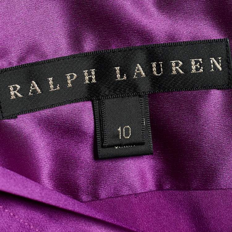 Pre Owned Ralph Lauren Purple Satin Silk Button Front Shirt L