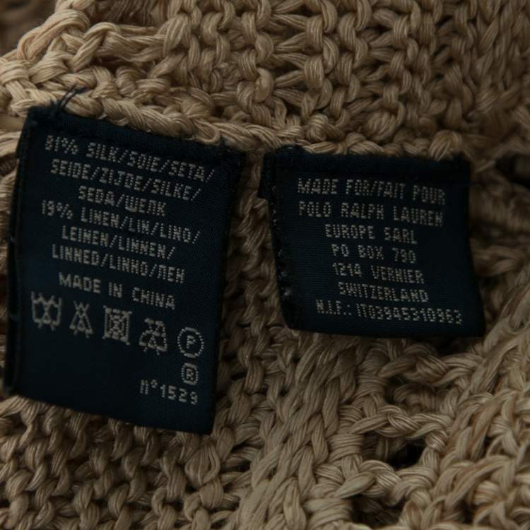 مملوكة مسبقًا Ralph Lauren Beige Hand Knit Silk Shrug M