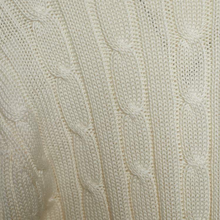 مملوكة مسبقًا Ralph Lauren Cream Cotton Knit Button Front Cardigan L