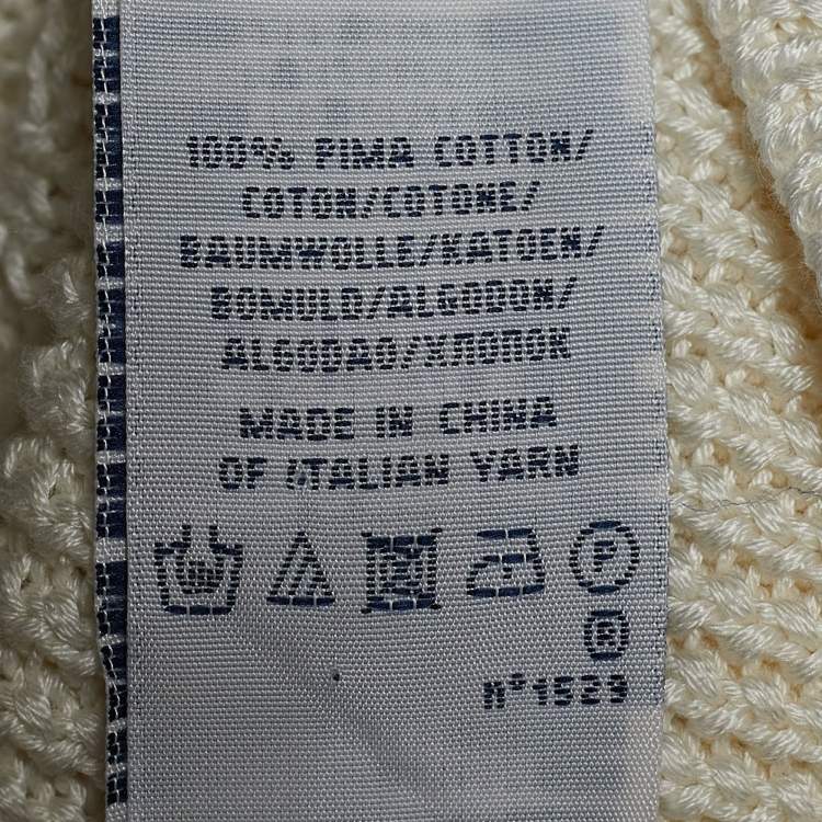 مملوكة مسبقًا Ralph Lauren Cream Cotton Knit Button Front Cardigan L