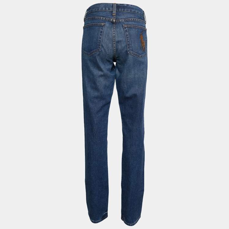 Pre Owned Ralph Lauren 888 Blue Denim Regular Fit Jeans L/Waist - 35"