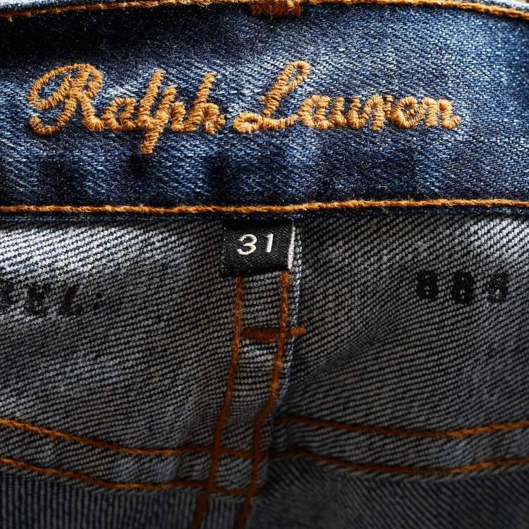 Pre Owned Ralph Lauren 888 Blue Denim Regular Fit Jeans L/Waist - 35"