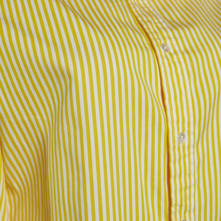 Pre Owned Ralph Lauren Yellow Striped Cotton Long Sleeve Shirt L