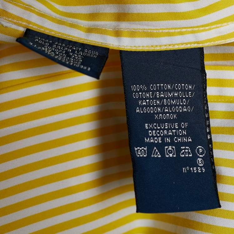Pre Owned Ralph Lauren Yellow Striped Cotton Long Sleeve Shirt L
