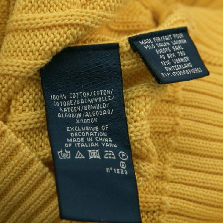 Pre Owned Ralph Lauren Yellow Textured Knit Button Front Long Sleeve Sweater XS