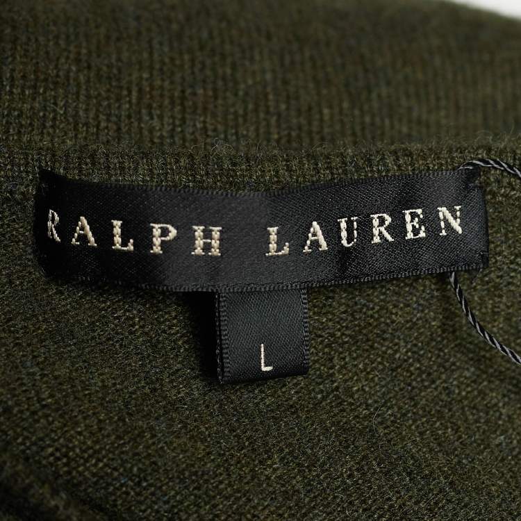 مملوكة مسبقًا Ralph Lauren Olive Green Cashmere Knit Maxi Dress L