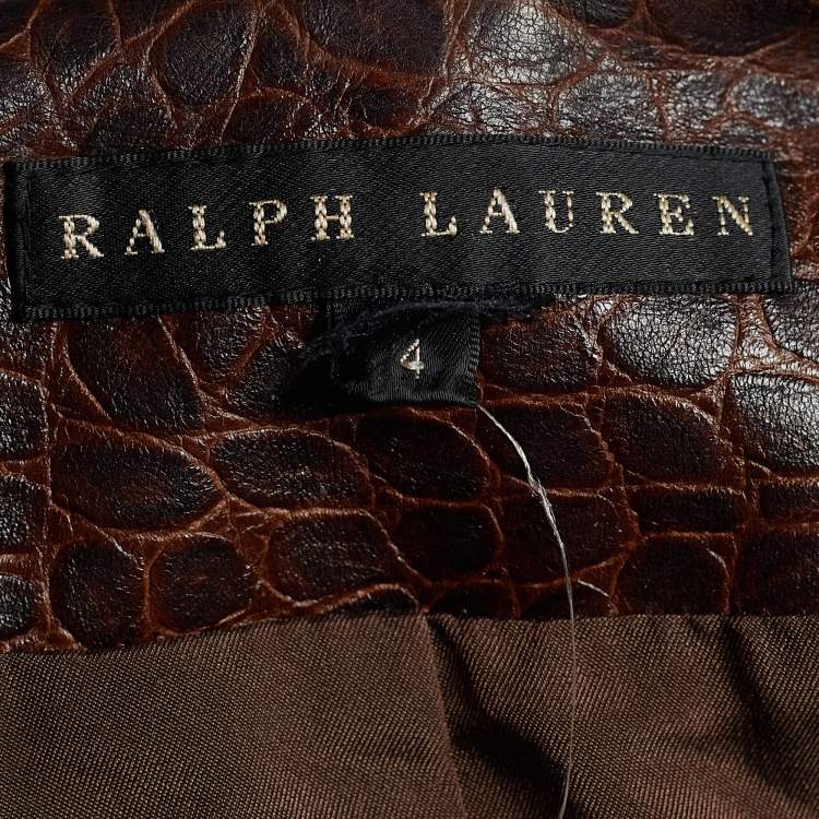 Pre Owned Ralph Lauren Brown Leather Button Front Jacket S