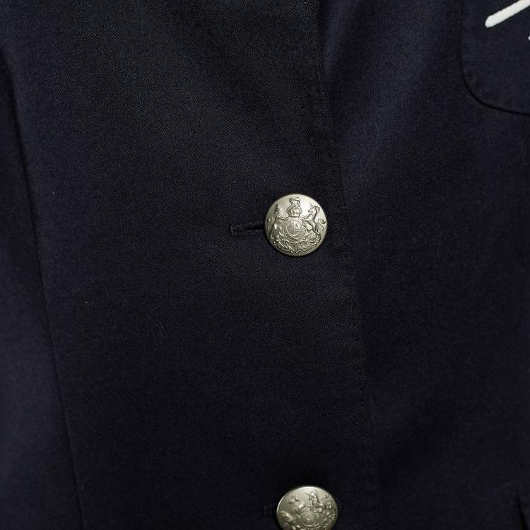 Pre Owned Ralph Lauren Navy Blue Wool Rowing Club Embroidered Blazer M