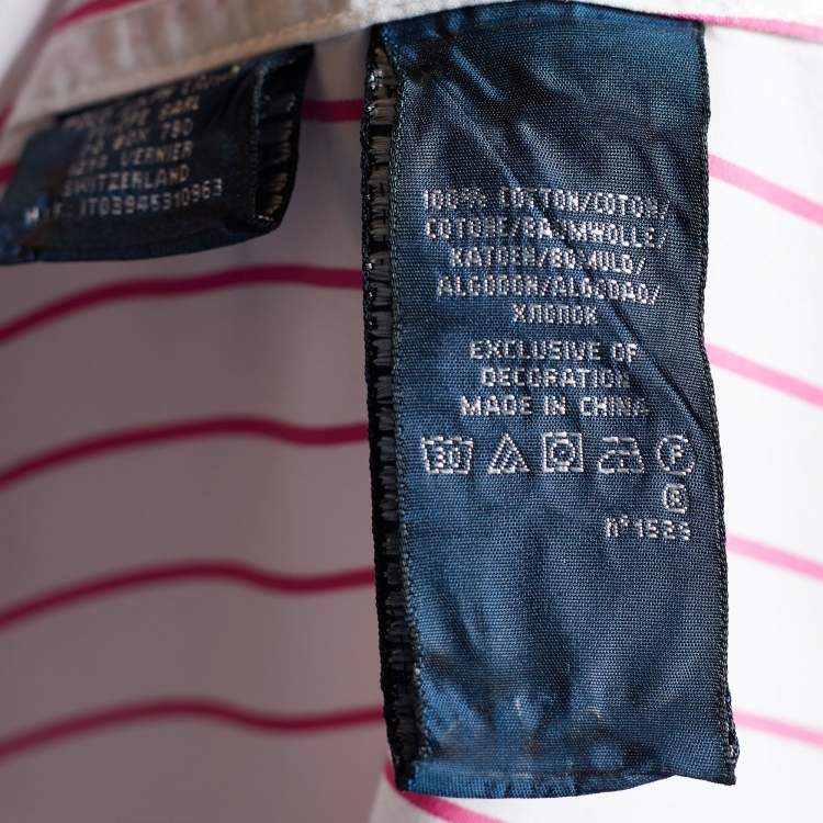 مملوكة مسبقًا Ralph Lauren Pink & White Striped Cotton Slim Fit Shirt L