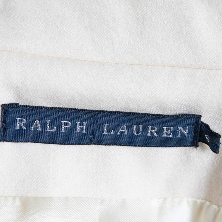 Pre Owned Ralph Lauren Cream Wool Crest Embroidered Single Breasted Blazer S