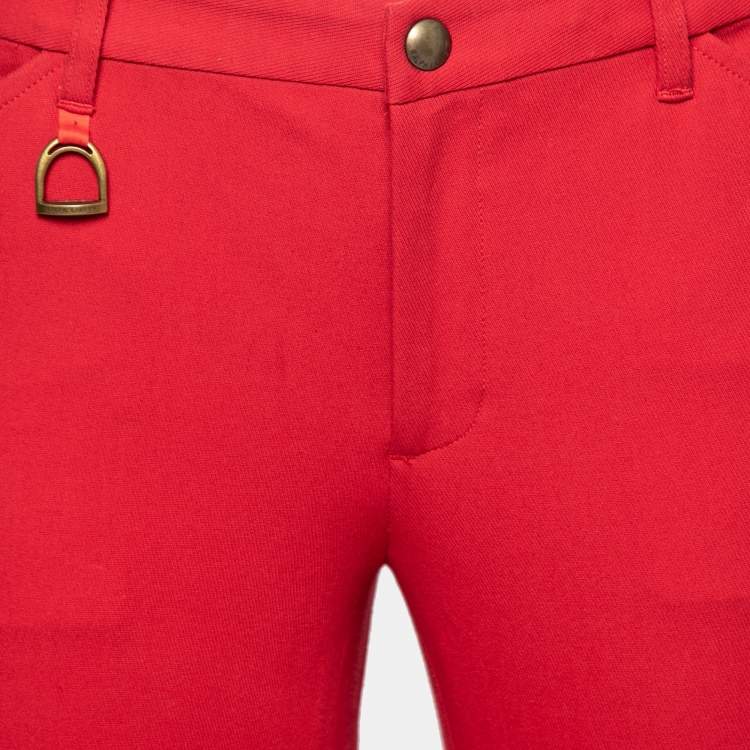 مملوكة مسبقًا Ralph Lauren Red Cotton Suede Patch Pants M Waist 28" 