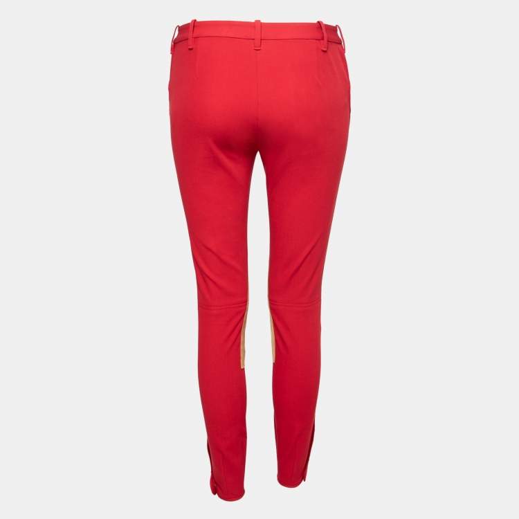 مملوكة مسبقًا Ralph Lauren Red Cotton Suede Patch Pants M Waist 28" 