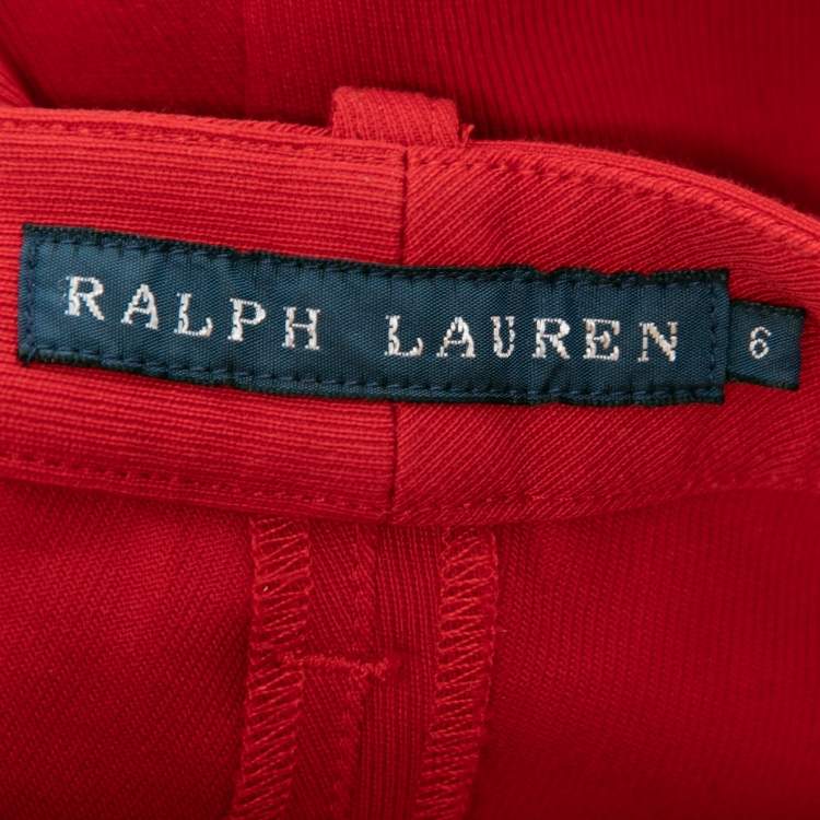 مملوكة مسبقًا Ralph Lauren Red Cotton Suede Patch Pants M Waist 28" 