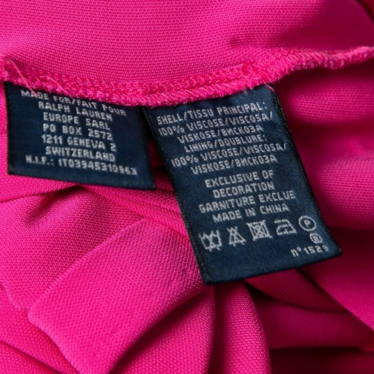 Pre Owned Ralph Lauren Pink Jersey Embroidered Long Sleeve Dress S