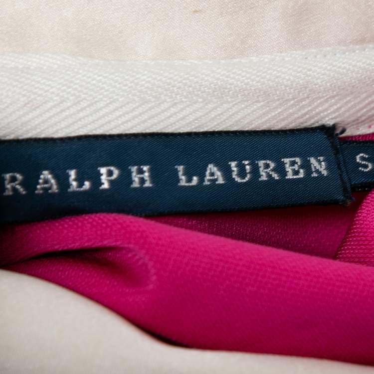 Pre Owned Ralph Lauren Pink Jersey Embroidered Long Sleeve Dress S