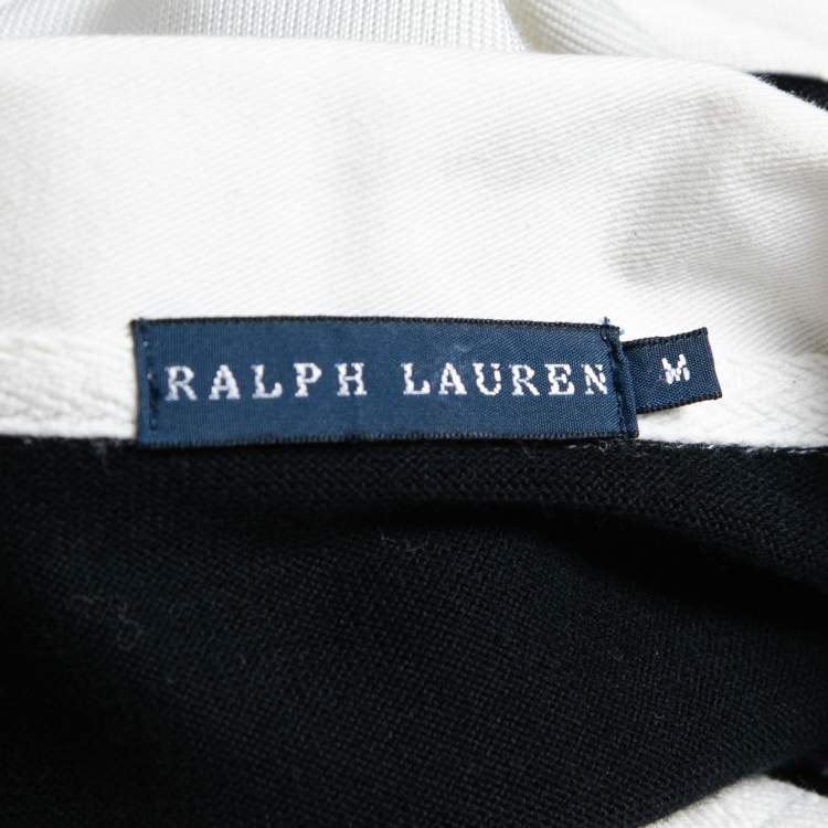 مملوكة مسبقًا Ralph Lauren Black Cotton Knit Long Sleeve Polo T-Shirt M