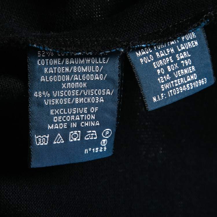 مملوكة مسبقًا Ralph Lauren Black Cotton Knit Long Sleeve Polo T-Shirt M