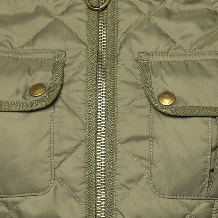 مملوكة مسبقًا Ralph Lauren Olive Green Synthetic Quilted Zip Front Jacket S