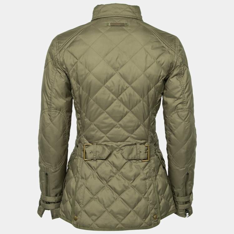 مملوكة مسبقًا Ralph Lauren Olive Green Synthetic Quilted Zip Front Jacket S