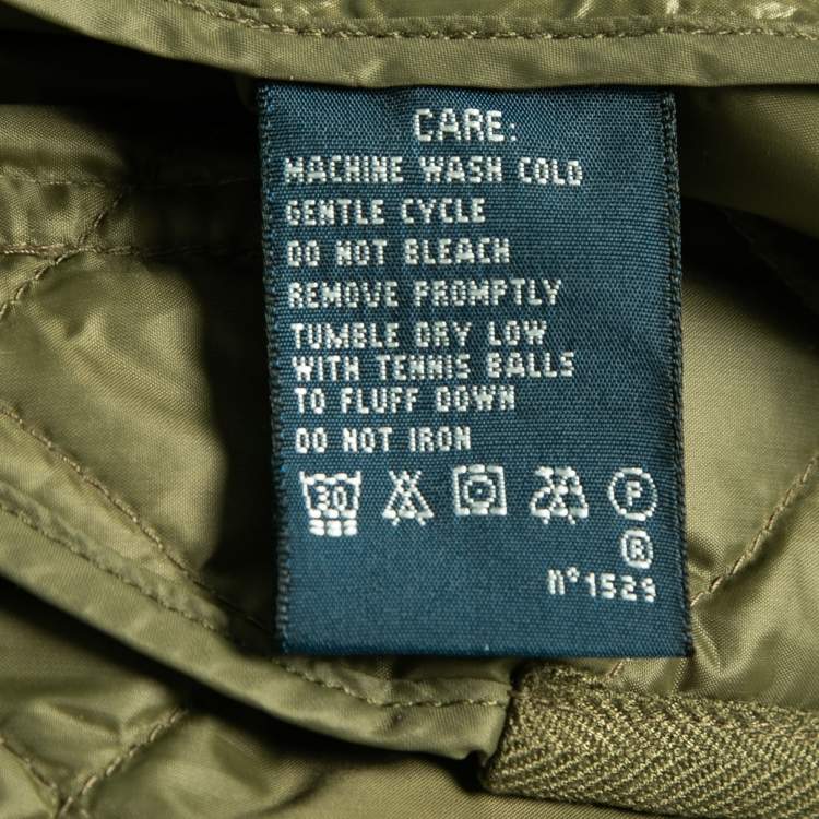 مملوكة مسبقًا Ralph Lauren Olive Green Synthetic Quilted Zip Front Jacket S
