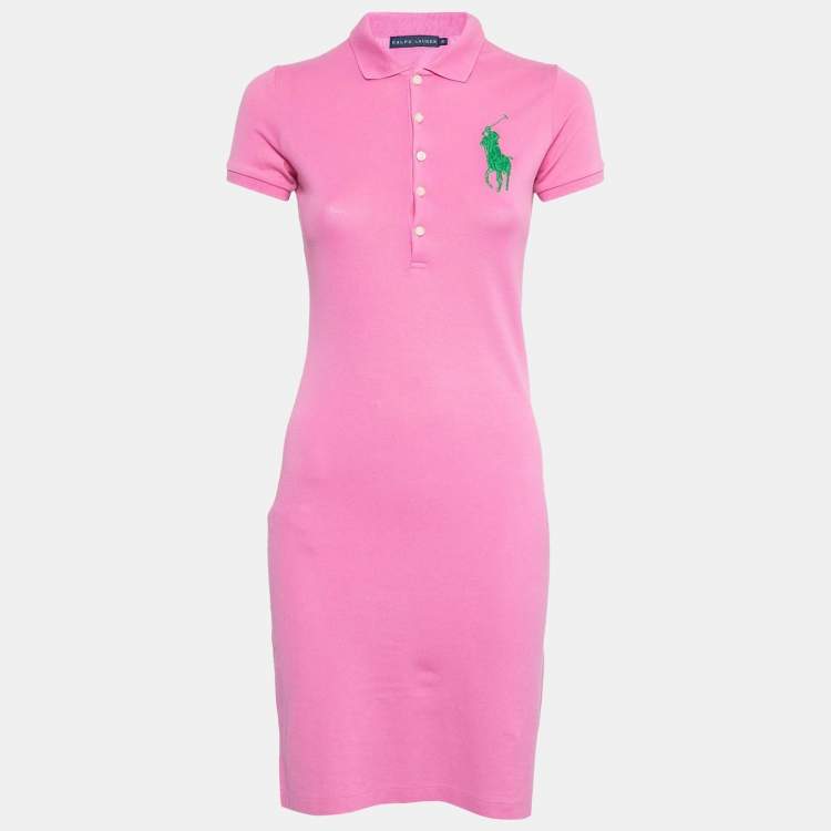 Polo Ralph Lauren Pink Embroidered Cotton Pique Polo T-Shirt XS Polo Ralph  Lauren