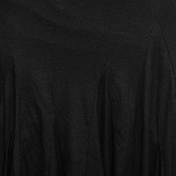 Pre Owned Ralph Lauren Black Cotton Asymmetrical Hem Midi Skirt L