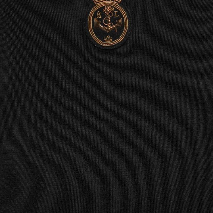 Pre Owned Ralph Lauren Black Knit Logo Crest Embroidered Sleeveless Top S