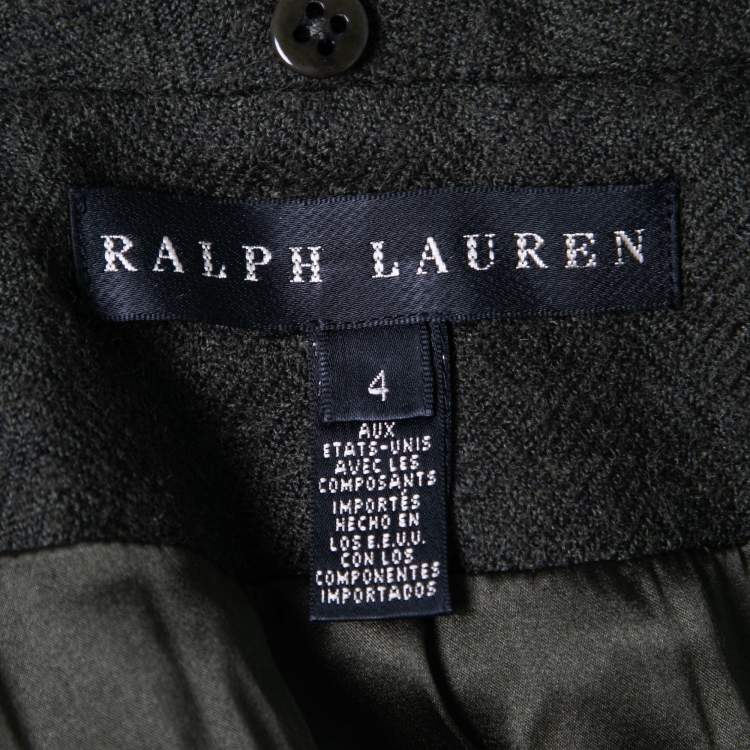 Pre Owned Ralph Lauren Green Alpaca Wool & Shearling Fur Trimmed Double Breasted Jacket S