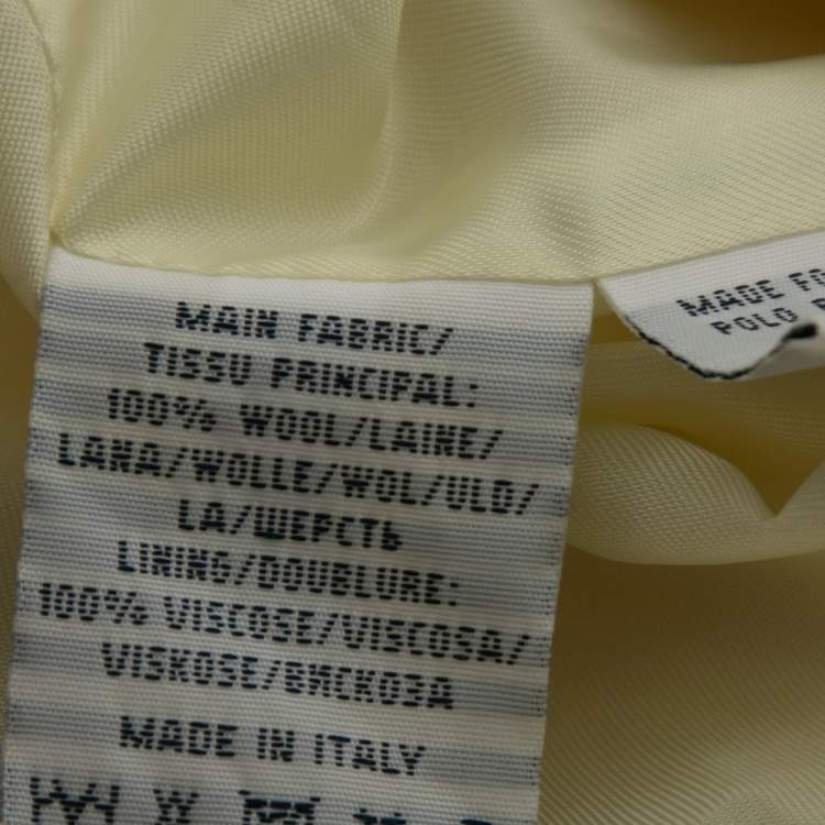 Pre Owned Ralph Lauren Cream Wool Crest Embroidered Single Breasted Blazer S