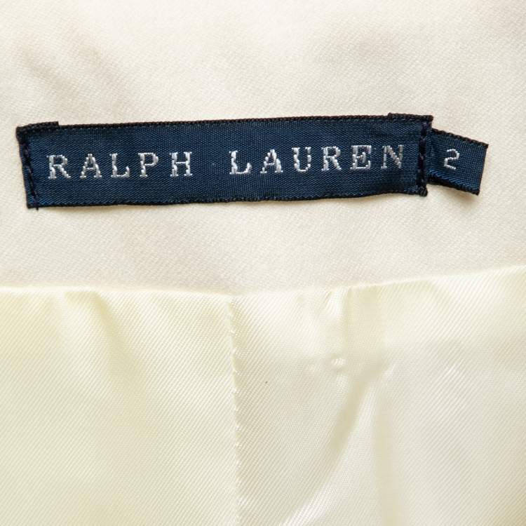 Pre Owned Ralph Lauren Cream Wool Crest Embroidered Single Breasted Blazer S