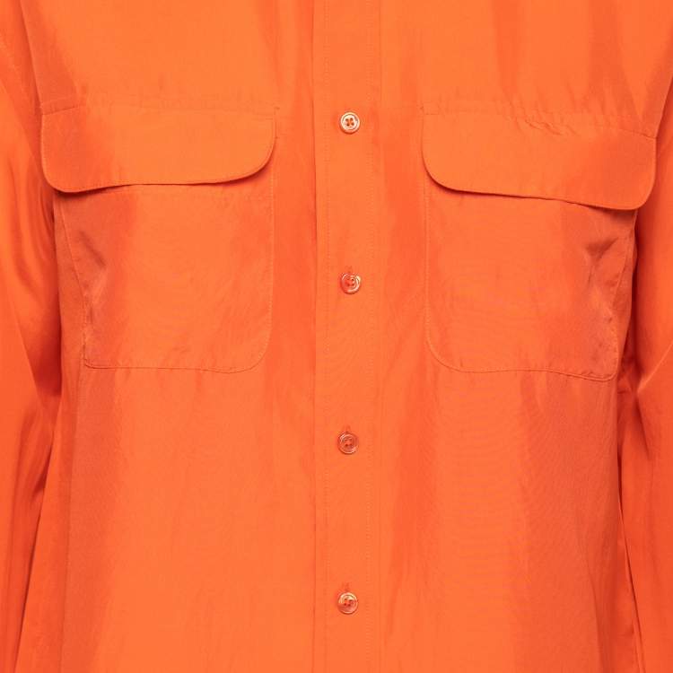 Pre Owned Ralph Lauren Orange Silk Button Front Shirt S