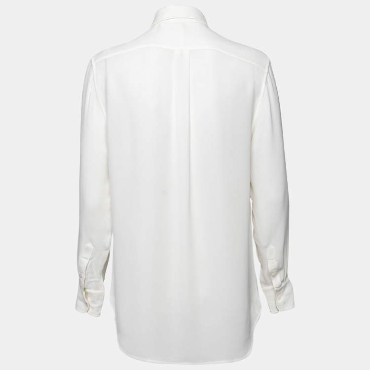 Pre Owned Ralph Lauren  White Crepe Button Front Shirt S