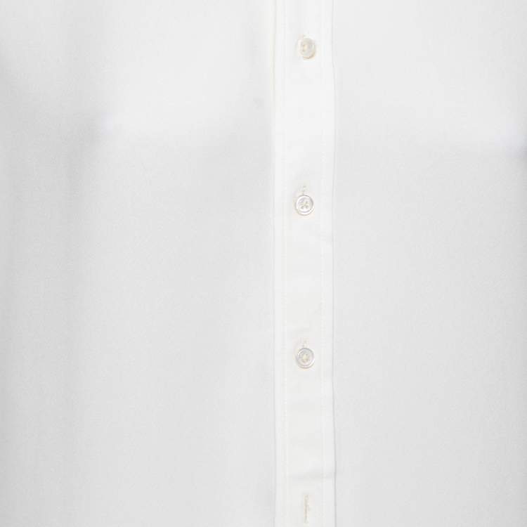 Pre Owned Ralph Lauren  White Crepe Button Front Shirt S
