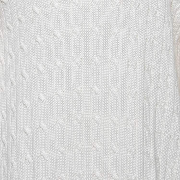 Pre Owned Ralph Lauren Off White Cable Knit Shawl Neck Cardigan M